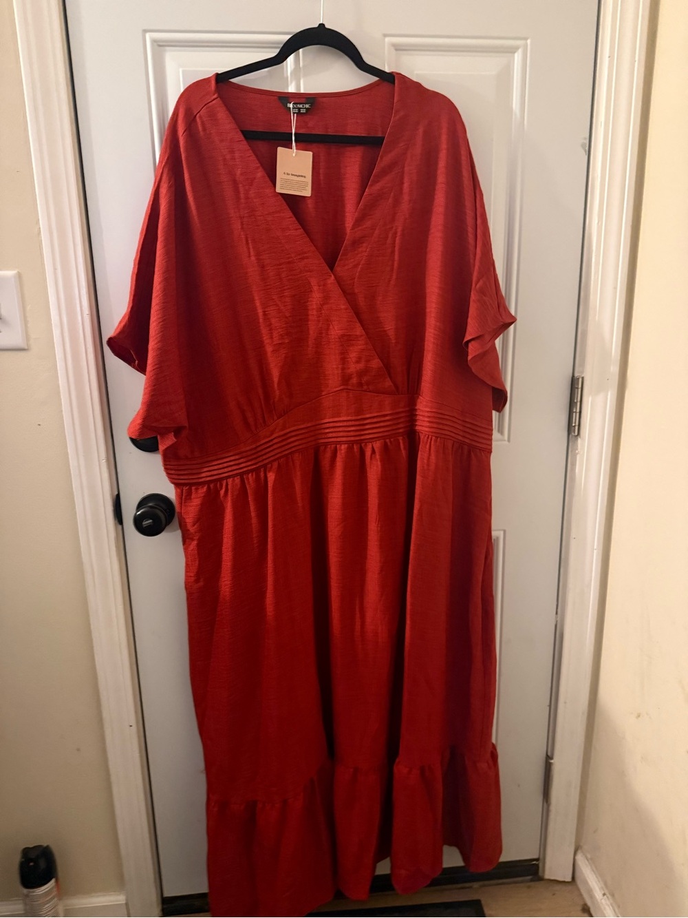 BloomChic Rust Orange Wrap-Style Maxi Dress